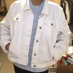 LOFT Oversized White Jean Jacket